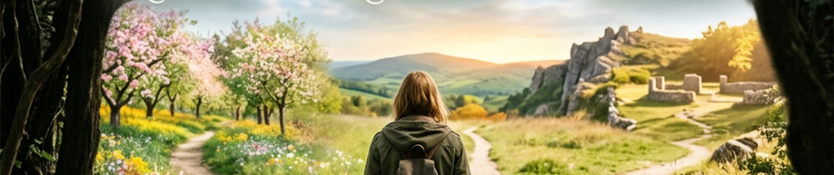 Person choosing between paths labeled creativity, knowledge, and community